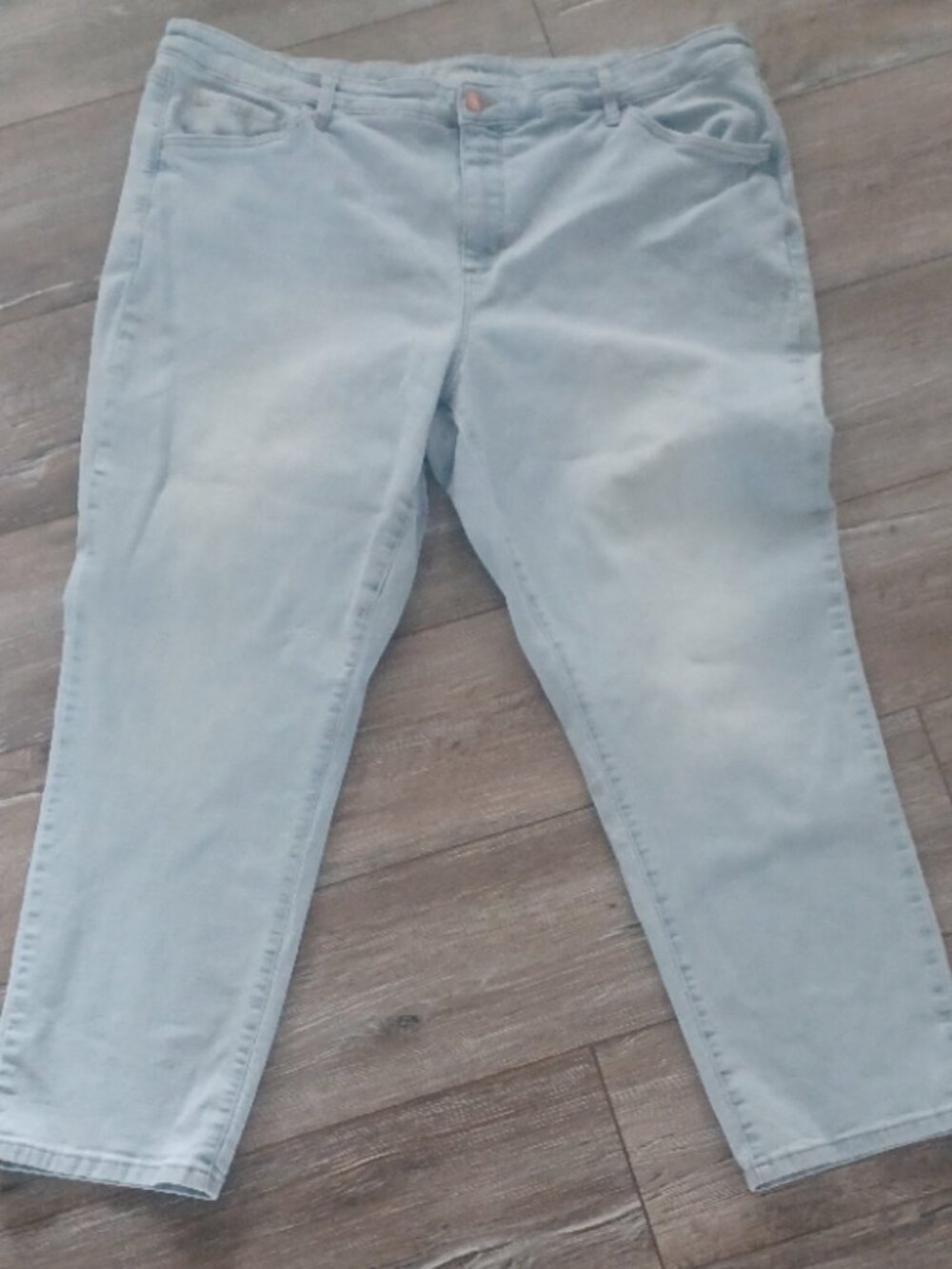 PLUS Sonoma Stretch Light Blue Zip Fly Straight 5 Pocket Denim Jeans 26W